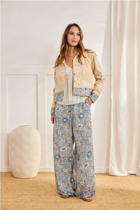 Floral Print-Rayon Trouser