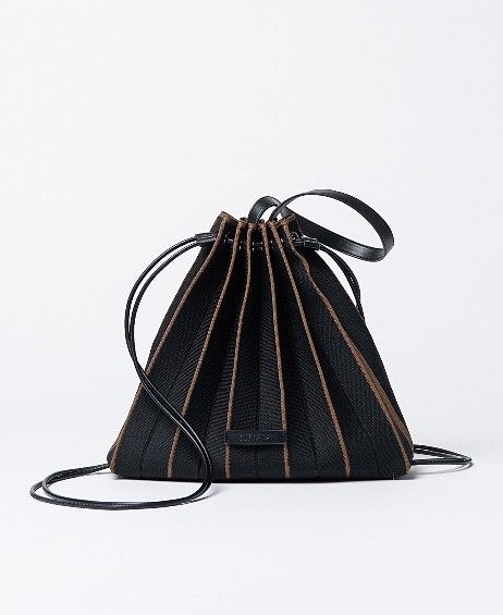 Pleated Knit Backpack Bag Black