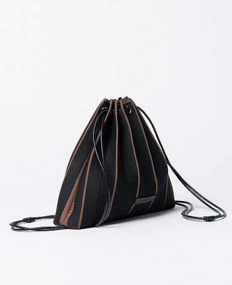 Pleated Knit Backpack Bag Black