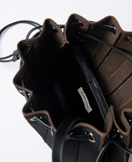 Pleated Knit Backpack Bag Black