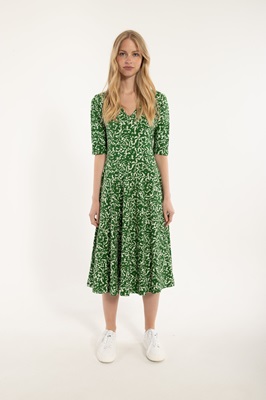 Danadreasen Modal Slub Dress Grass Green/Chalk