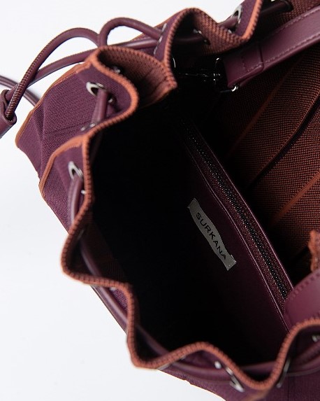 Pleated Backpack Bag Brown