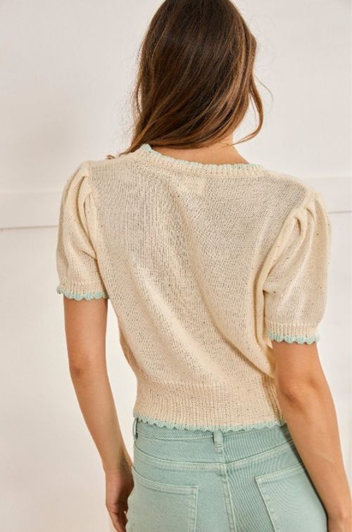 Jersey With Front Slit And Pearls