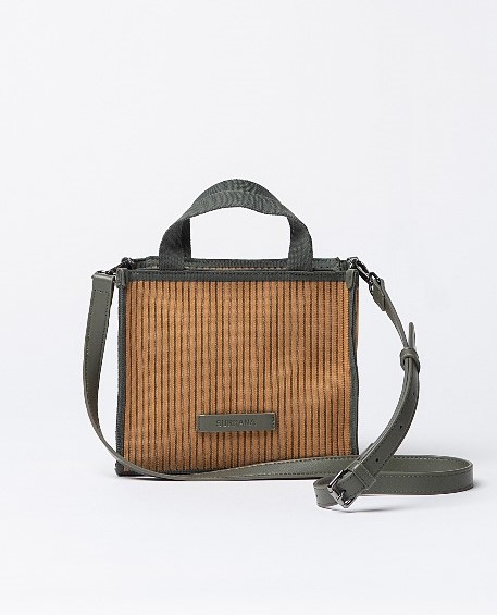 Mini Plated Shopper With Zipper Khaki