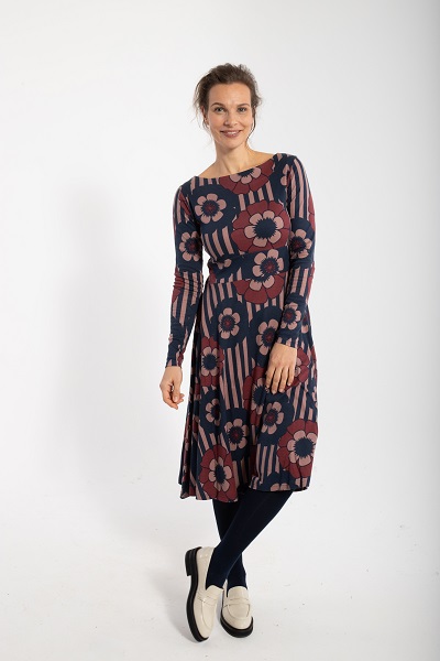 Organic Sigrid Dress Beige Rose Navy