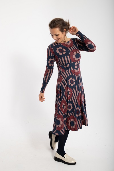 Organic Sigrid Dress Beige Rose Navy