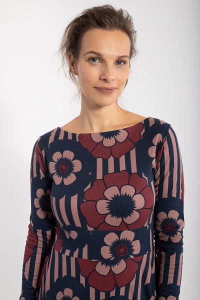 Organic Sigrid Dress Beige Rose Navy