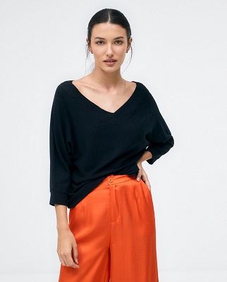 Bateau Neckline Sweater Black