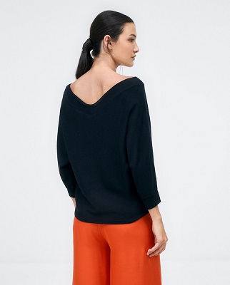 Bateau Neckline Sweater Black