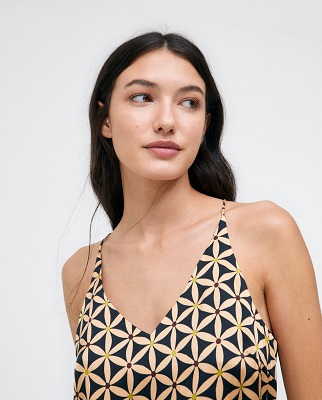 Printed Top With Straps Black
