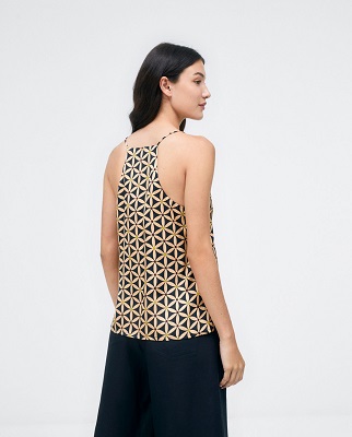 Printed Top With Straps Black