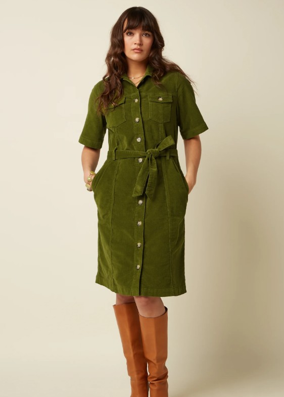 Kate Dress Baby Cord Posey Green