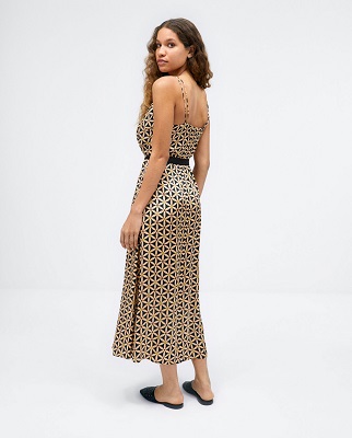 Wide Strap Dress With Contrasting Belt Black
