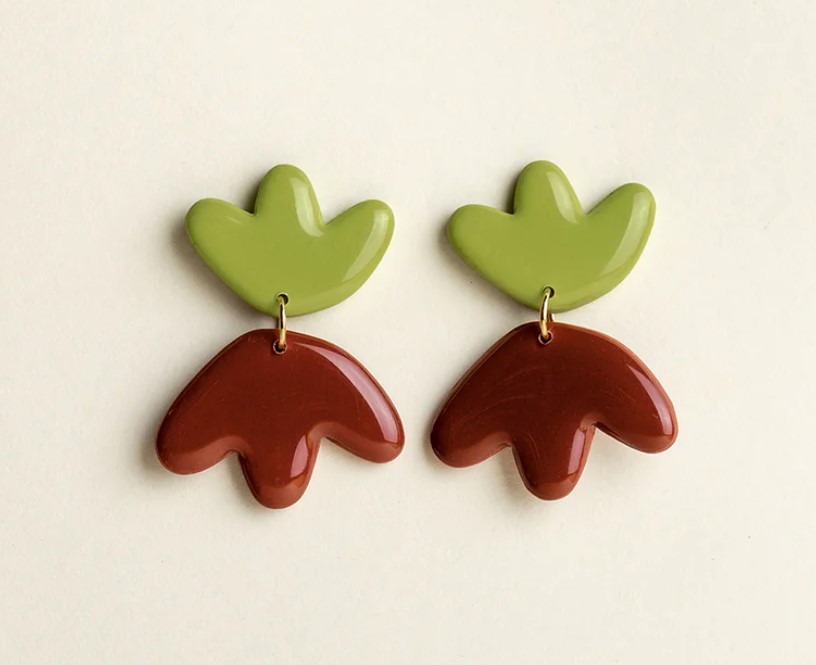 Earrings Frances Pistache / Burgundy 