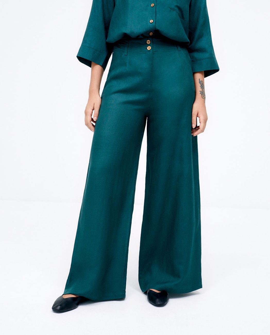 Long Wide Trousers Khaki