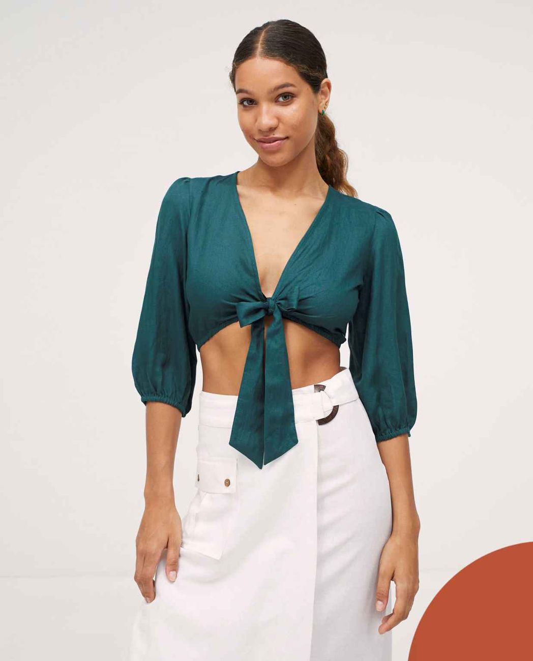 Top With Knot In The Chest Khaki