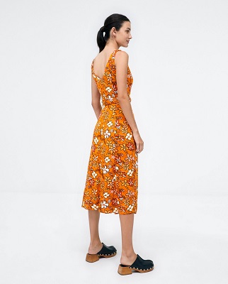 Strappy Midi Dress With belt Orange