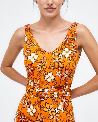 Strappy Midi Dress With belt Orange