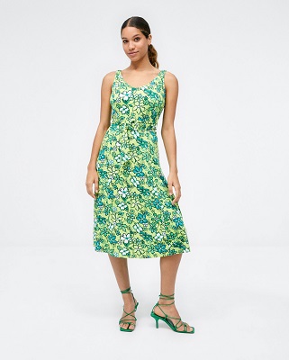 Strappy Midi Dress With Belt Green