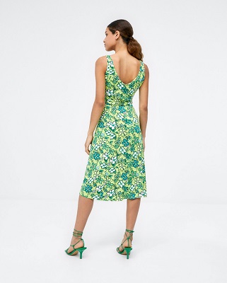 Strappy Midi Dress With Belt Green