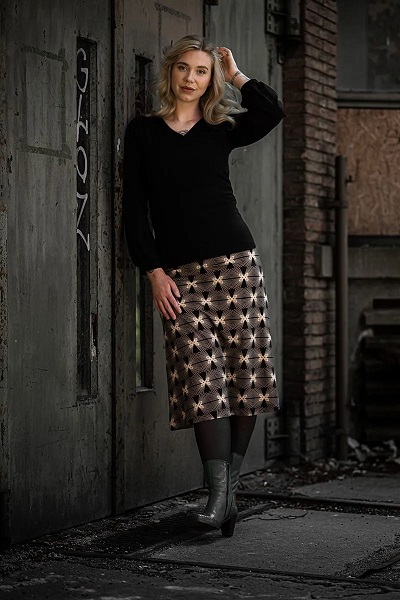 Midi Skirt Butterfly Beam Black