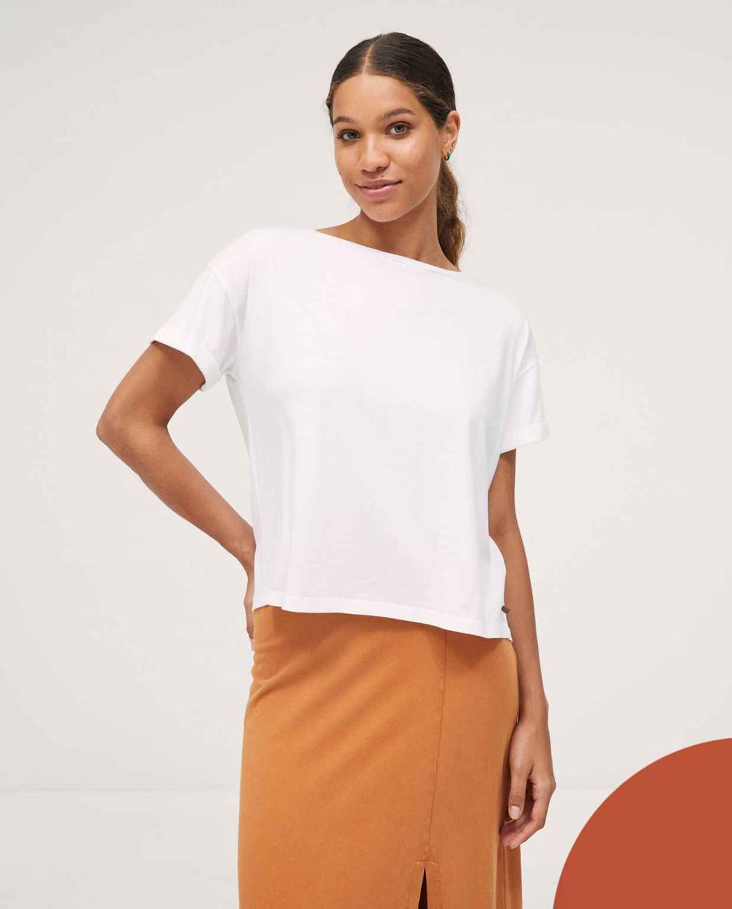 Oversized T Shirt With Bateau Neckline White