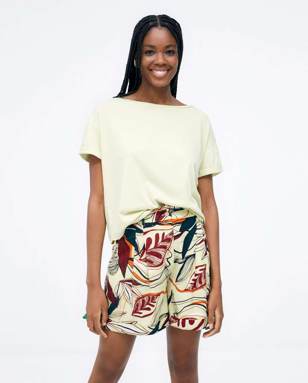 Oversized T Shirt With Bateau Neckline Acid Green
