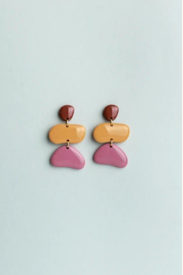 Earrings Jolene Burgundy Orange Rose