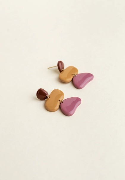Earrings Jolene Burgundy Orange Rose