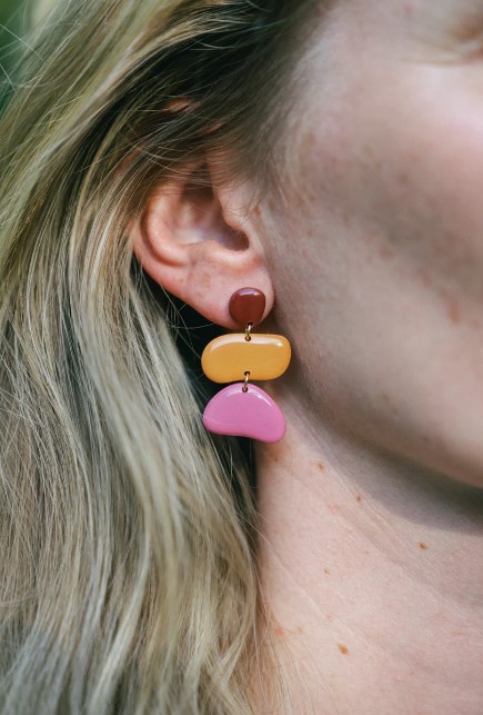 Earrings Jolene Burgundy Orange Rose