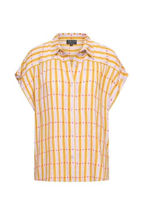 Blouse Short Sleeves Dots Stripes Lilac