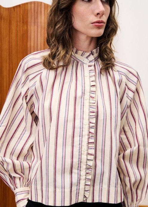 Blouse Creme/Bordeaux