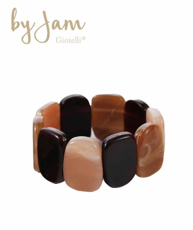 Armband Donker Bruin Ecru Tinten