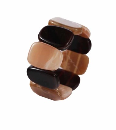 Armband Donker Bruin Ecru Tinten