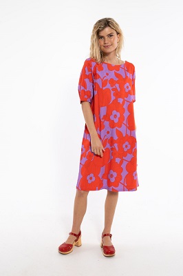 Dananedal Dress Soft Viola/Bright Red