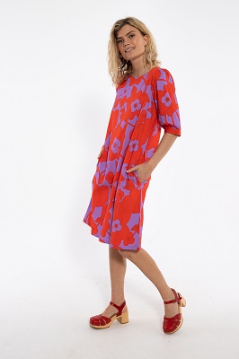 Dananedal Dress Soft Viola/Bright Red