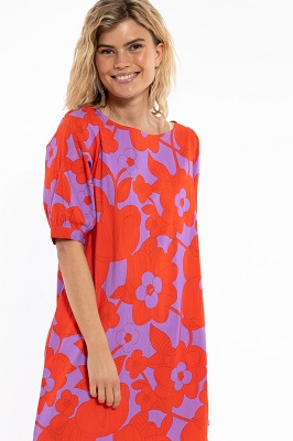 Dananedal Dress Soft Viola/Bright Red