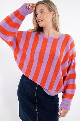 Danegenerous Wool Sweater Soft Viola Bright Red