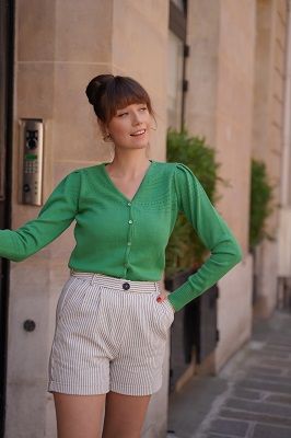Lucia v Neck Cardigan Spring Green