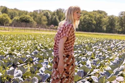 Blouse Wide Checker Rose