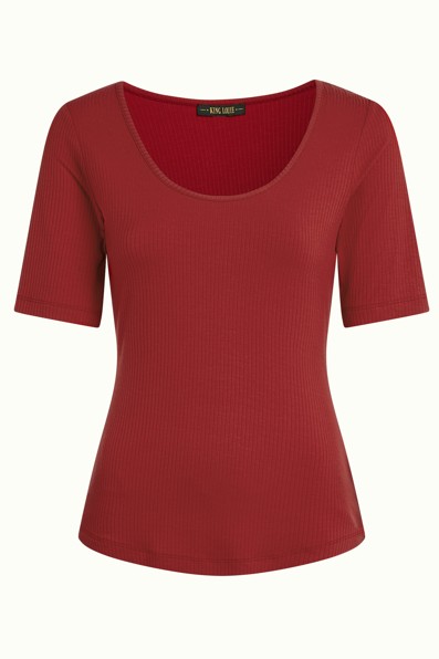 Carice Top Uni Rib Chili Red