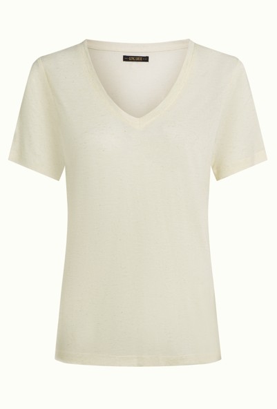 V Neck Top Marsy Linnen Ice Cream
