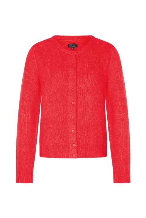 Cardigan Round Neck Tomato Red