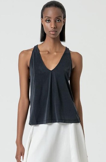 V Neck Top Loose Fit Black