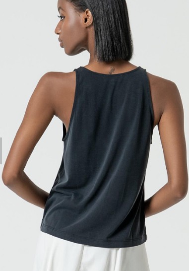 V Neck Top Loose Fit Black