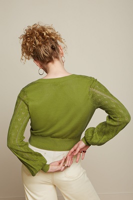 Cardi V Bell Sleeve Herrero Woodbine Green