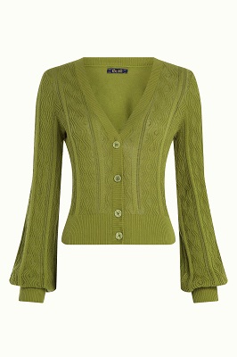Cardi V Bell Sleeve Herrero Woodbine Green