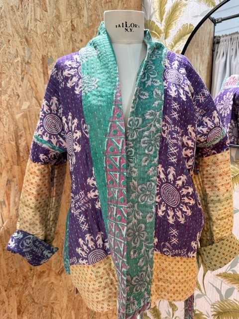 kantha Mid art 1 Green Purple