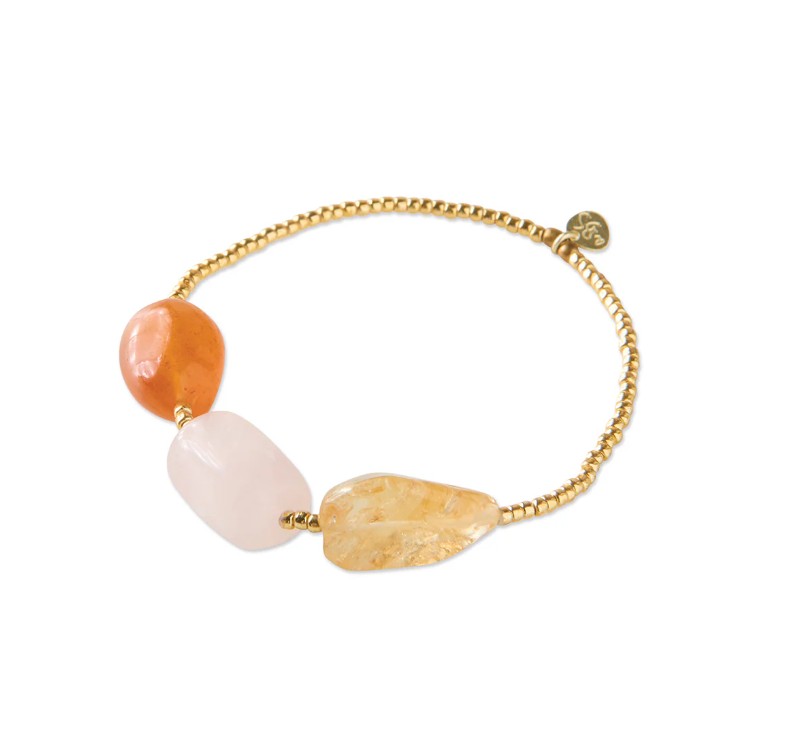 Desireable Carnelian Rose Quartz Citrine Bracelet