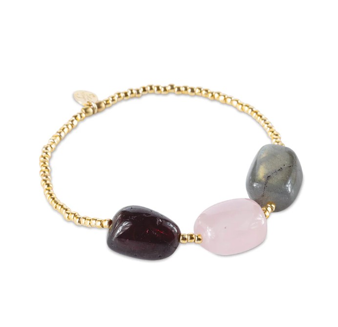 Desirable Garnet Rose Quartz Labradorite Bracelet